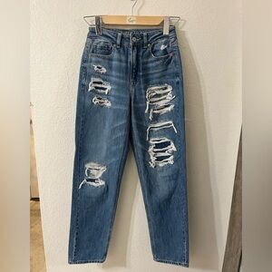 American Eagle Outfitters Ripped Blue Straight Leg Jeans